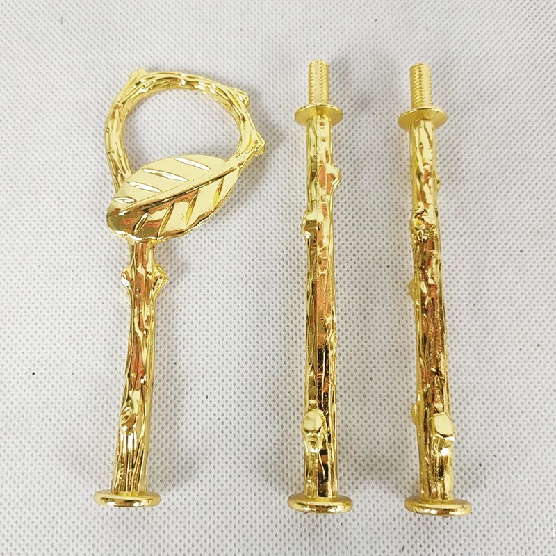 (10 Pcs) 2Tiers Blad Stijl Goud Zilver Kleur Cake Stand Handvat Verjaardag Bruiloft Cup Cake Dessert Stand
