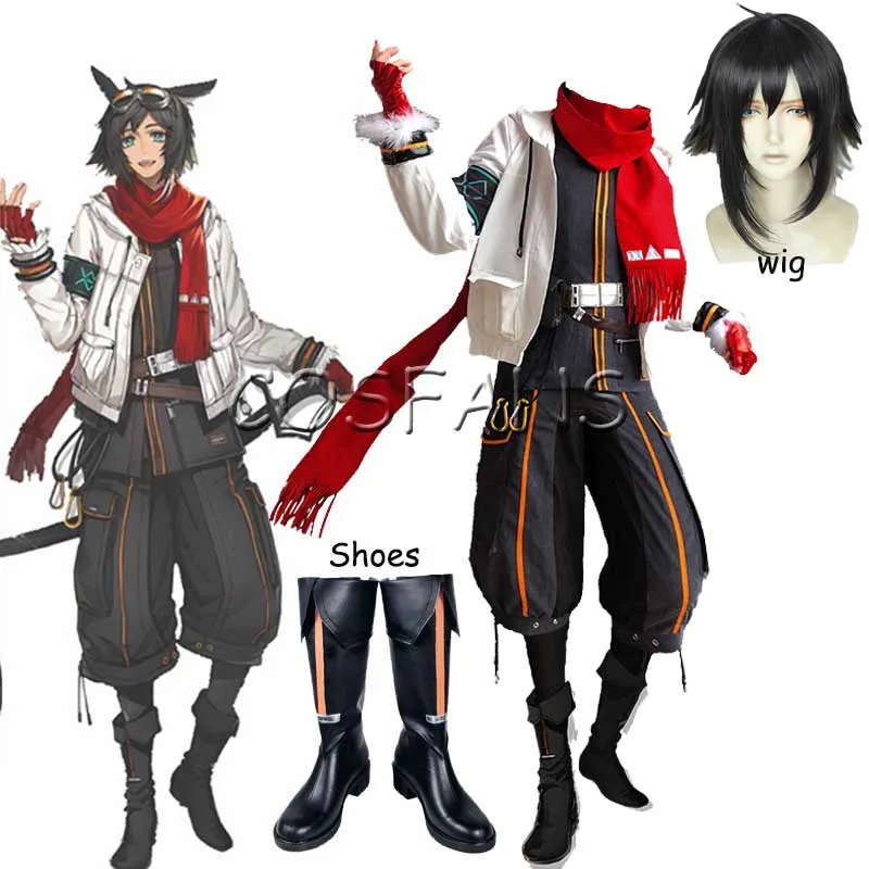 Anime! Arknights Courier RHODES ISLAND Version 1.0 2.0 Combat Gear Handsome Uniform Cosplay Costume Halloween Suit and wig