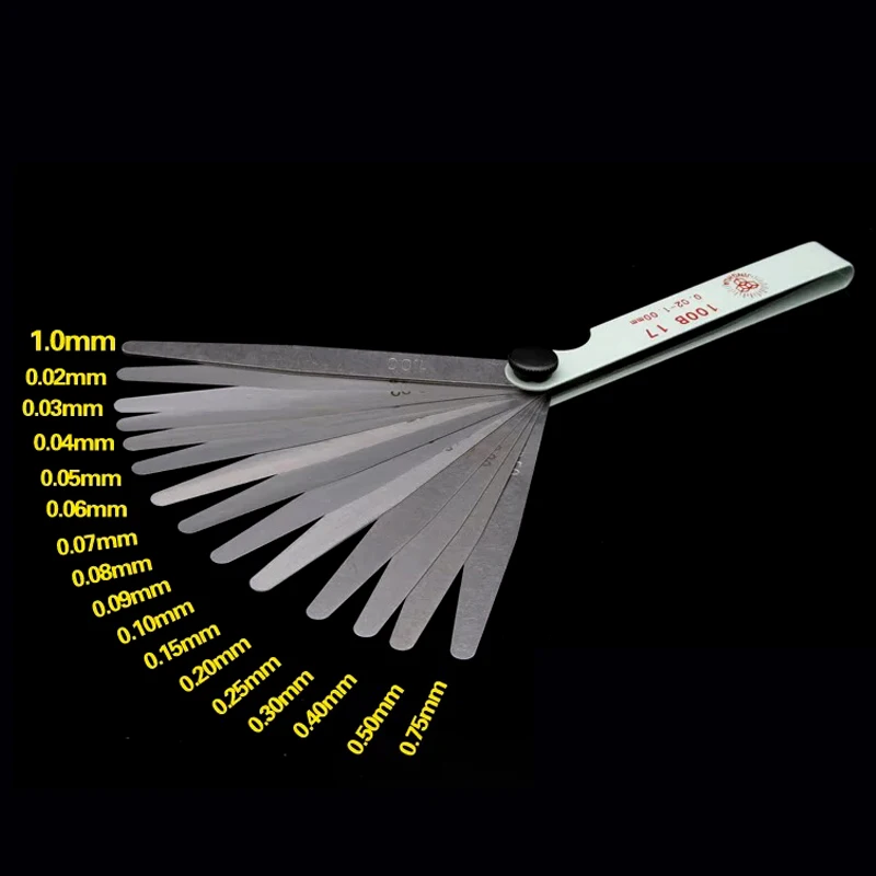 0.02- 1.0 millimetri di Spessore Metric Spessimetro 17 Lame In Acciaio Inox Calibro per Candela Gap Valvola Strumento di Misura set di Strumenti di apertura
