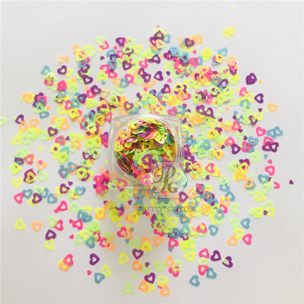 PrettyG 1 Box Colorful Hollow Heart Shape Matte Glitter Nails Art Decoration Body Glitter Tattoo Makeup Accessories Y