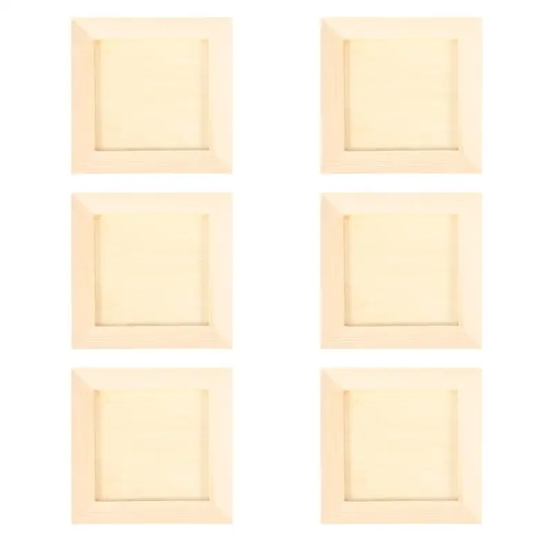 6Pcs DIY Blank Wooden Photo Holders Children DIY Clay Photo Frames for Home Wooden Craft Party Kids Gift Desktop Ornament