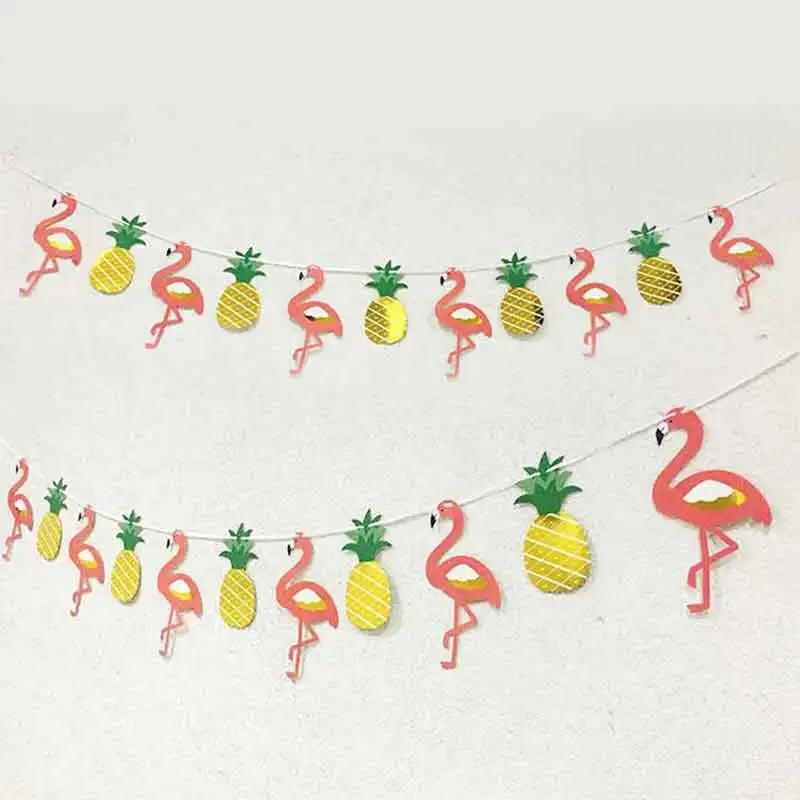 Happy Birthday DIY Bunting Banners Pennant Flamingo Paper Flag Baby Shower Wedding Birthday Party Decoration Supplies Garlands