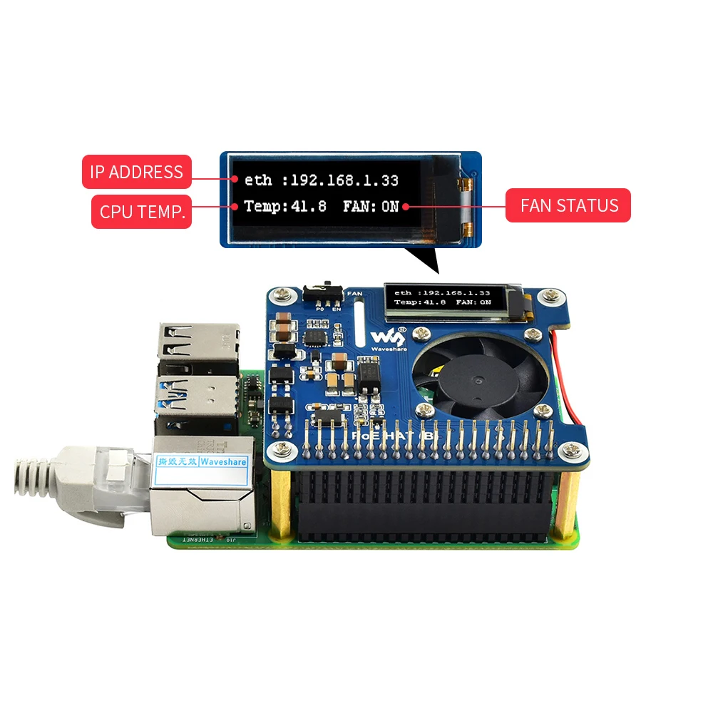 5 V Pi4B PoE HOED Koelventilator Uitbreidingskaart voor RPI RasPi Raspberry Pi 3 Model B + 3B + 4 Projecten Voeding Accessoires