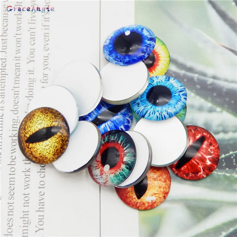 10-50 Stuks Glazen Ogen Cabochons Ronde 6Mm-30Mm Ronde Dome Dragon Eye Dier Eye Voor craf Diy Sieraden Accessoire Mix Leerling Eye Cameo