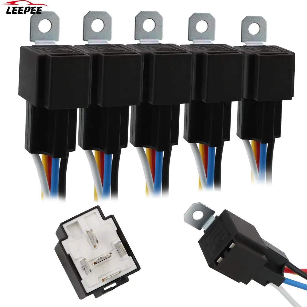 With Wires Car Fuse 5 Pin SPST Automotive Electrical Relays Car Accessories 5pcs/set 30A Relay Switch Harness Set Blade Fuse