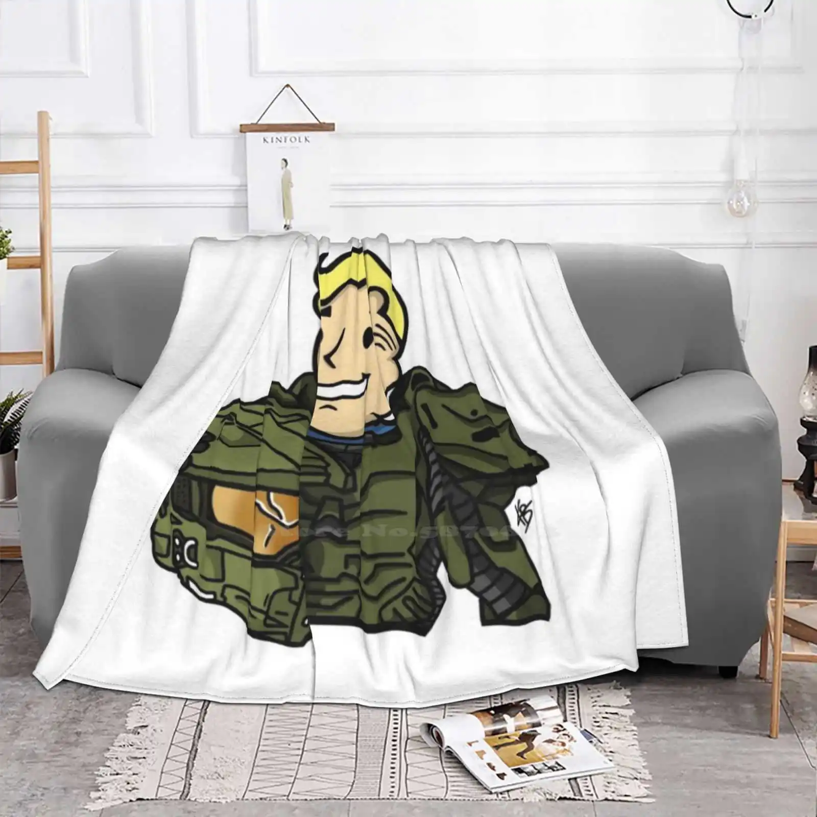 Master Chief Boy Air Conditioning Blanket Soft Throw Blanket Boy Master Chief Cortana 4 New Vegas Green Videogame Reach