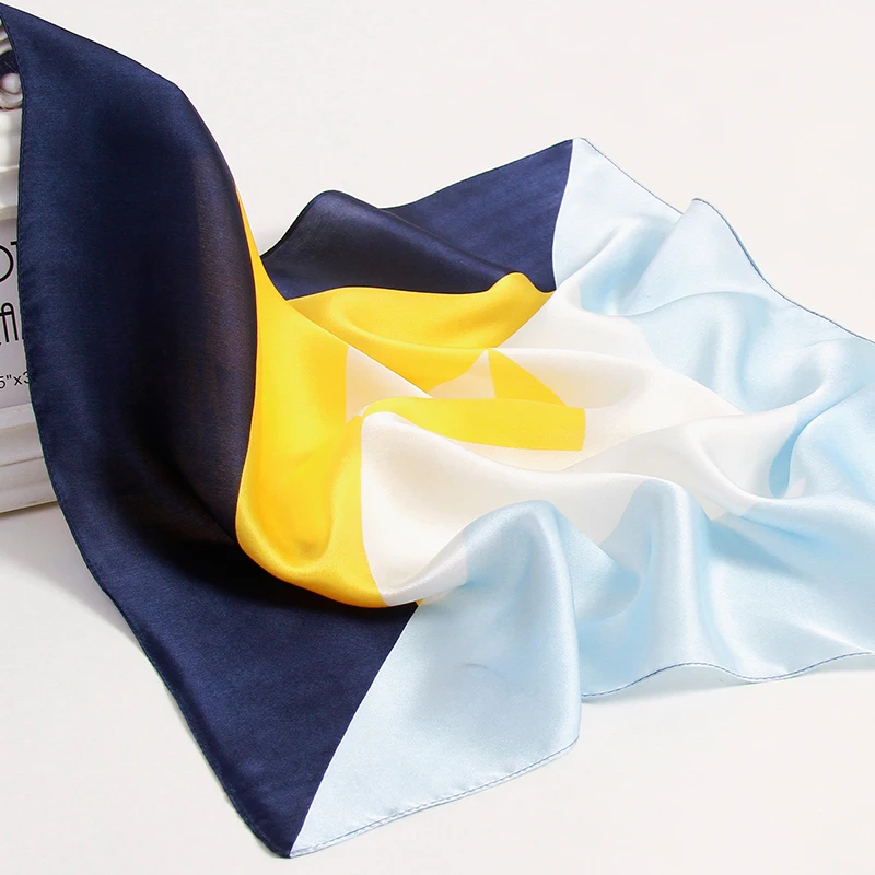 

100% Natural Silk Square Scarf Women Real Silk Neckerchief Bandana Kerchief Silk Hairscarf Neck Scarf for Ladies 53x53cm