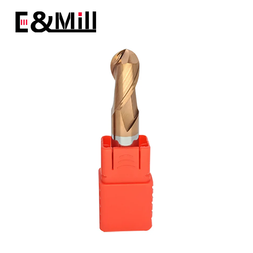 HRC55 2 ขลุ่ยคาร์ไบด์เหล็กทังสเตน Ball End Mill R5 เคลือบรอบหัวทรงกลม End Mill สําหรับ Straight Shank เหล็ก 1-20 มม.เครื่องมือ