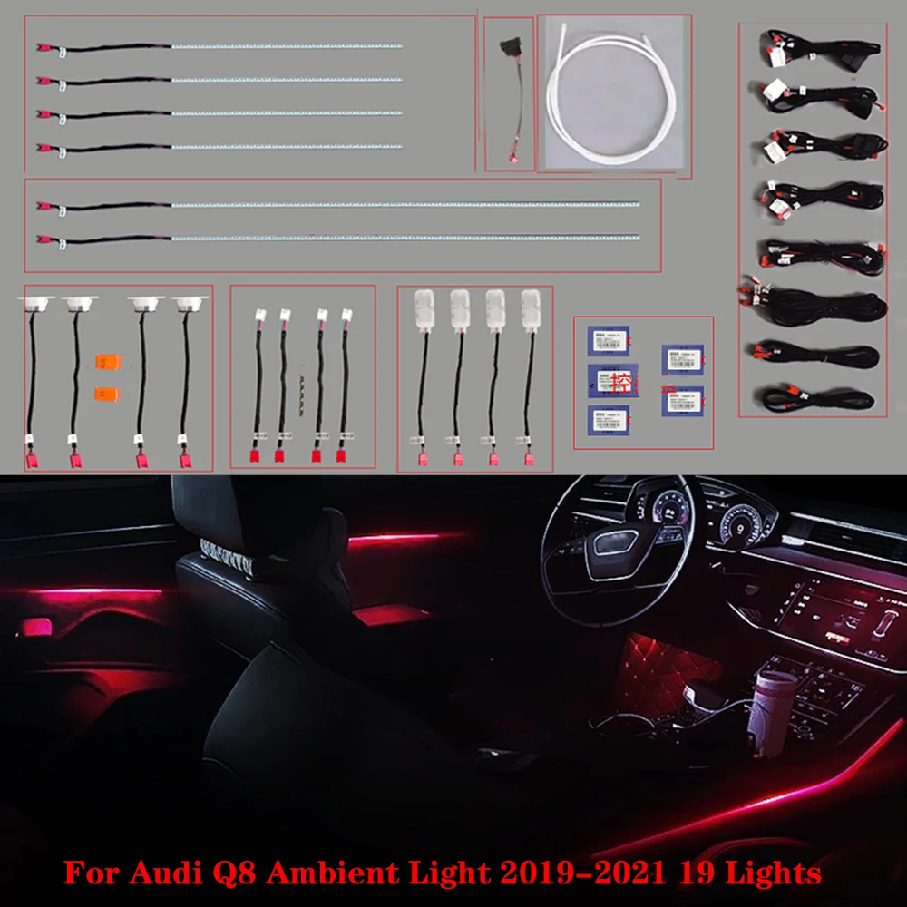 For audi Q8 30 Color LED Ambient Light Lamp For Audi Q8 2019 2020 2021 Interior Atmosphere Light