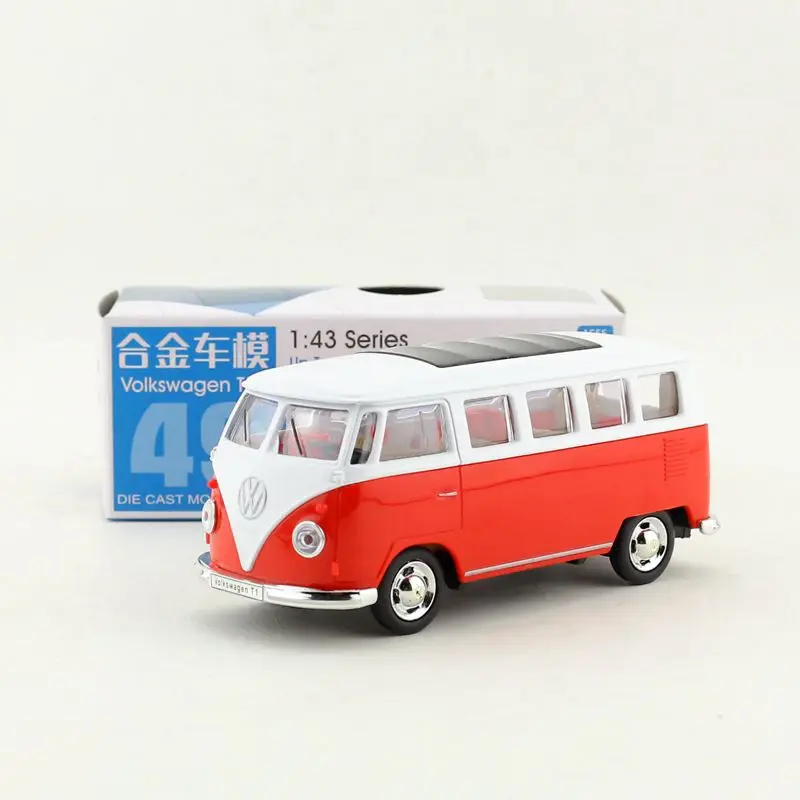 Diecast Metal Toy Model 1:38 Scale Volkswagen Type 1 Classical T1 Bus Car Pull Back Educational Collection Gift kid Match Box