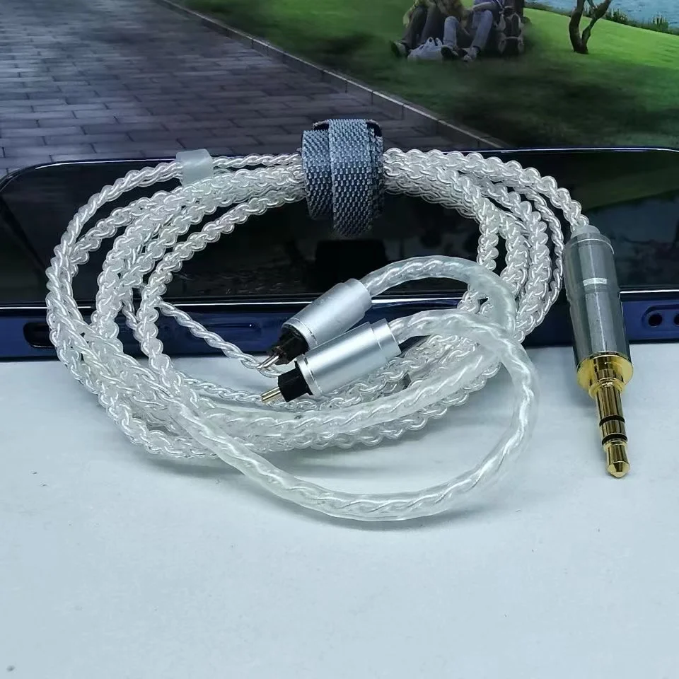 DIY 4 Core Earphone Upgraded Cable Crystal Silver Plated Gold MMCX/0.78 2Pin 3.5mm Headphone Upgraded Cable Bent Plug