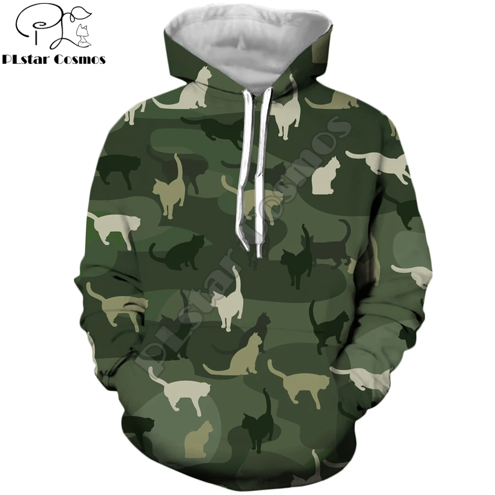 PLstar Cosmos Drop shipping 2019 Fashion Men Hoodies Cats Camouflage animal Funny 3d Print Unisex t shirt/Sweatshirt/Hoodie