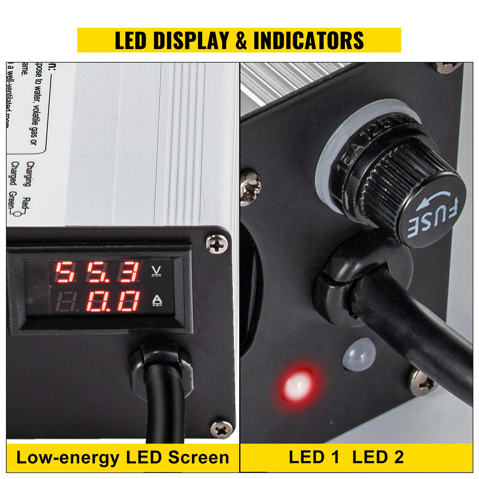 VEVOR 36V 18A / 48V 15A caricabatteria per carrello da Golf per la ricarica di batterie al piombo e al silicio spina a 3 Pin spina Splayed LED