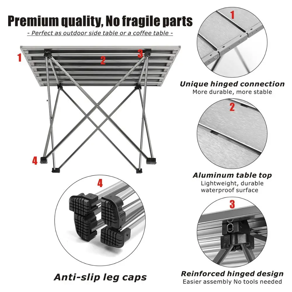 Imagem -04 - Mesa Dobrável Portátil de Acampamento Mesa de Piquenique Dobrável com Ultraleve em Liga Metálica para Caminhadas ao ar Livre Jardim Piquenique