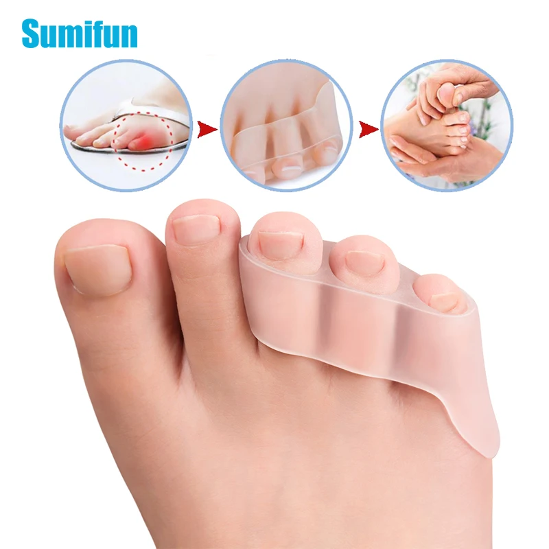 2pcs Transparent Silicone Gel Toe Straightener Protector Pain Relief Toe Protector Three-hole Little Toe Bunion Foot Care Tools