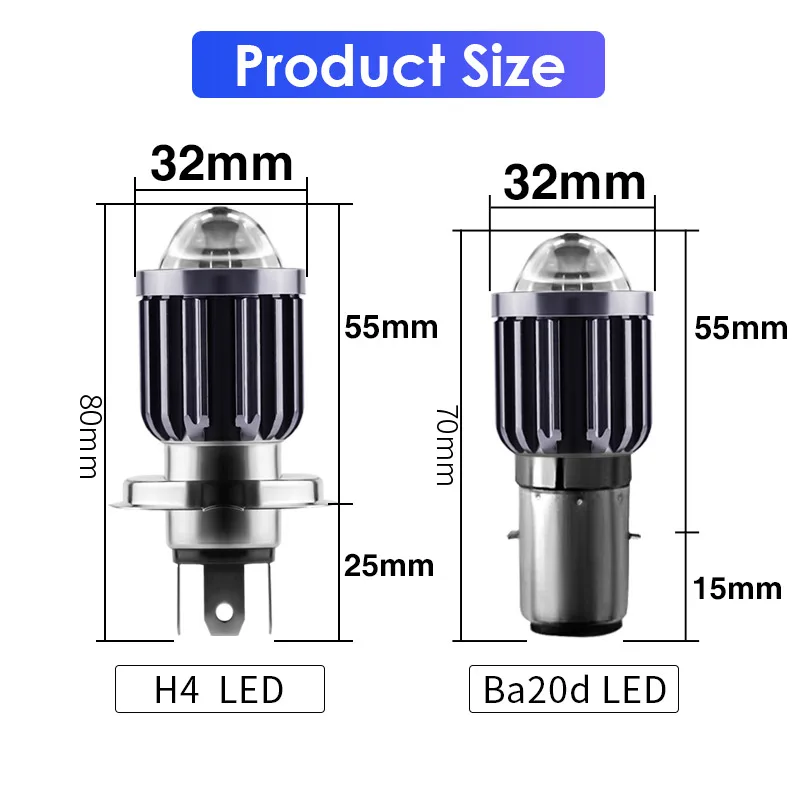 1pcs H4 H6 BA20D moto Led Motorcycle Headlight Bulbs CSP lens Moto 6000LM Hi Lo Lamp Scooter Accessories Fog Lights 6000K 12-24V