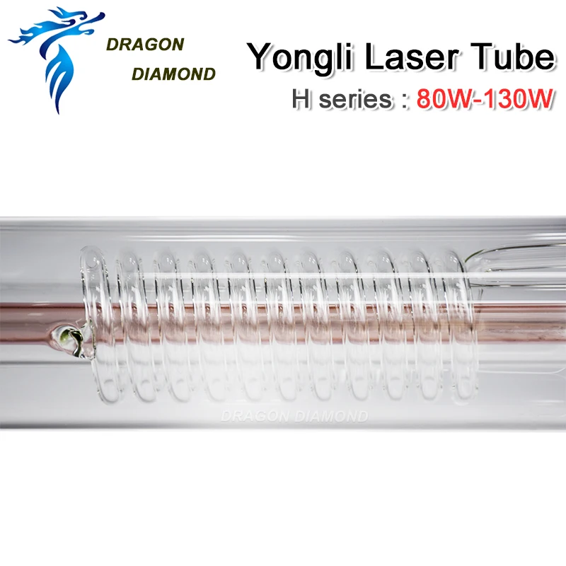 DRAGON DIAMOND Yongli H2 80-90W tubo Laser CO2 tubo di vetro testa metallica lunghezza 1250mm per macchina da taglio per incisione Laser CO2