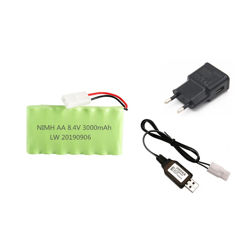 8.4v 3000mah Ni-MH Battery For Rc toys Car Tank Train Robot Boat Gun AA 8.4v Rechargeable Battery Pack and USB Charger
