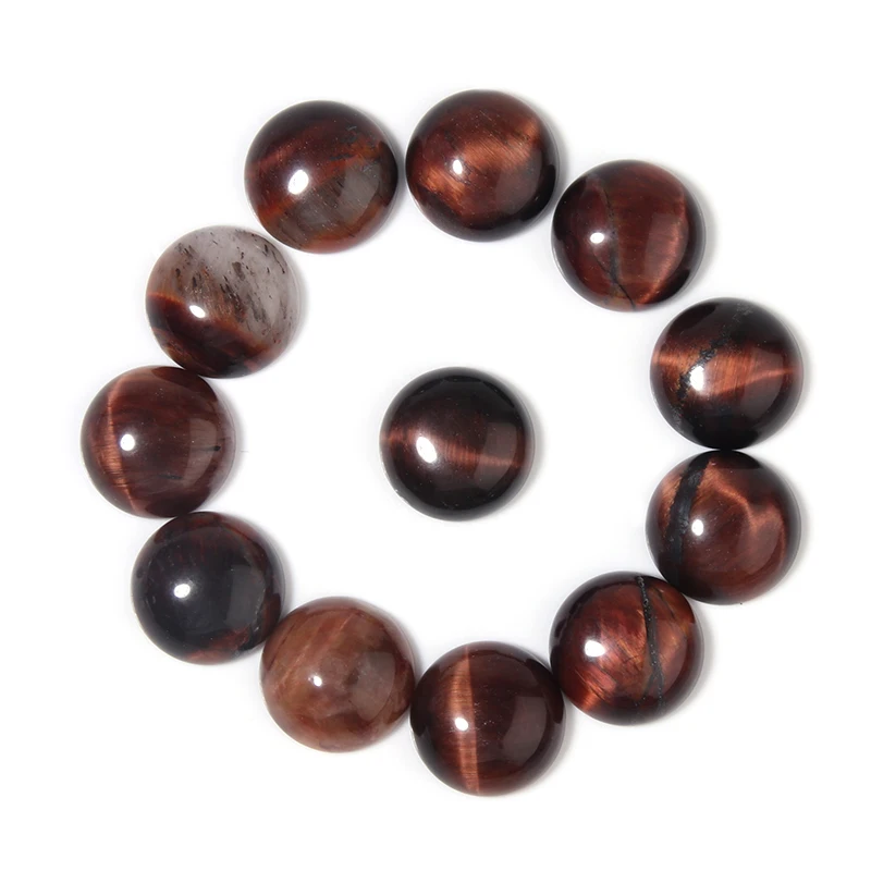 5-10pcs/Lot Glass Red Tiger Eye Shape Cabochon Cameo 4-25mm Round Loose Beads For Jewelry Making Bracelet Necklace