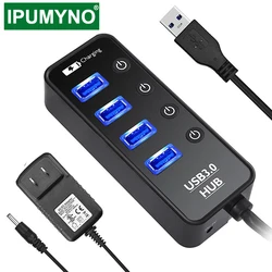 USB HUB 3.0 4 7 Port Smart Phone Charger Multi For Ipad MacBook Pro Computer PC Notebook Laptop Accessories With Power Adapter