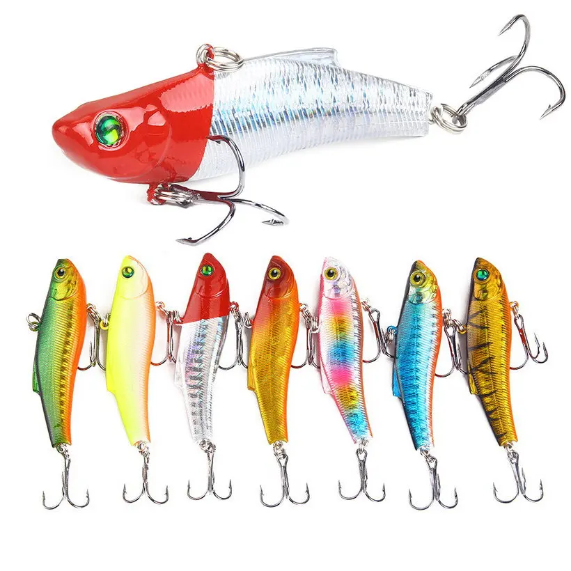 1PCS 7cm/18g Winter Sea Hard Fishing Lure VIB Bait 3D Eyes With Lead Inside Diving Swivel Jig Wing Sinking Wobbler Crankbait