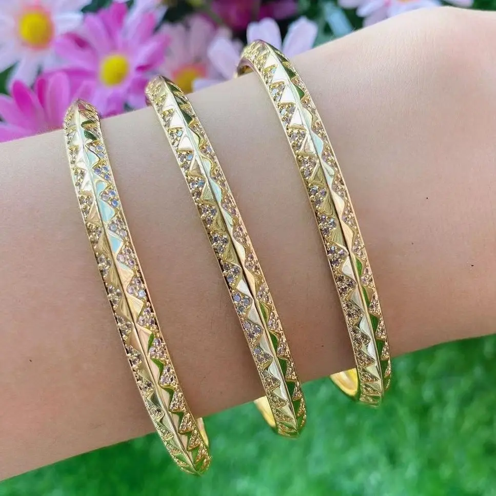 

18k plated New arrival Fashion High Quality gold plated clear zirconia Bangles bracelet jewelry for girls