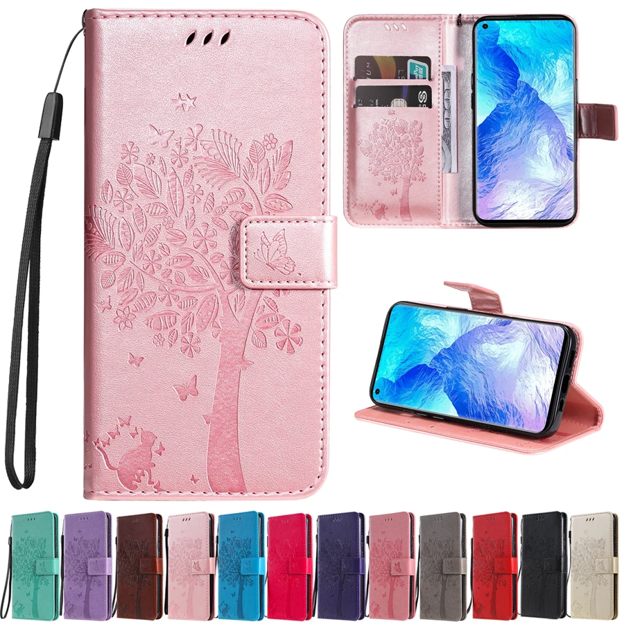 

Wallet Tree Embossing Leather Case For OPPO Realme GT Explorer Master Q3 Pro C21 Y C20 C17 C15 V13 V5 8 Pro 7 Pro Reno 6 Pro