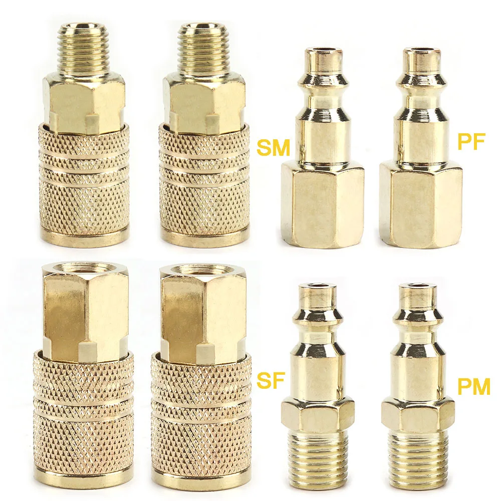 1/4 "NPT connettore maschio per tubo flessibile dell'aria raccordo pneumatico rapido Set di compressori per utensili pneumatici industriali ottone massiccio nuovo