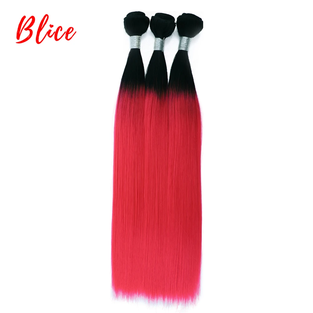 

Blice For Women Synthetic Straight 18-24 Inch Weaving Ombre Color Weft 3pcs /Pack High Temperature Fiber Hair Extensions Bundles