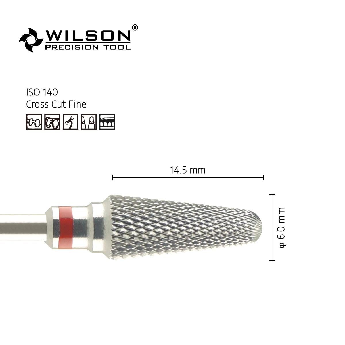 WilsonDental Burs 5000213-ISO 201 140 060 Tungsten Carbide Dental Burs for trimming Metal/Acrylic