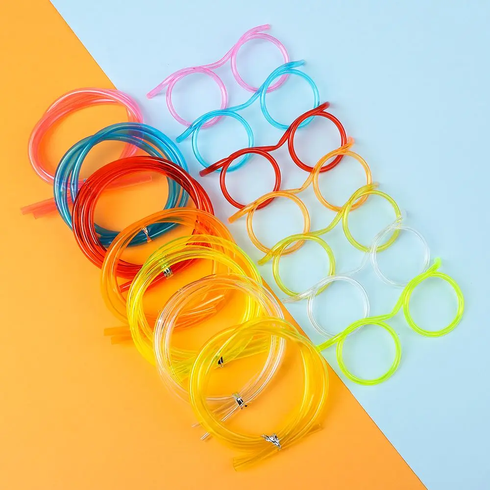 Creativity PVC Glasses Straw Kids Funny Toy Flexible Drinking Straw Children Party Supplies DIY Accessories