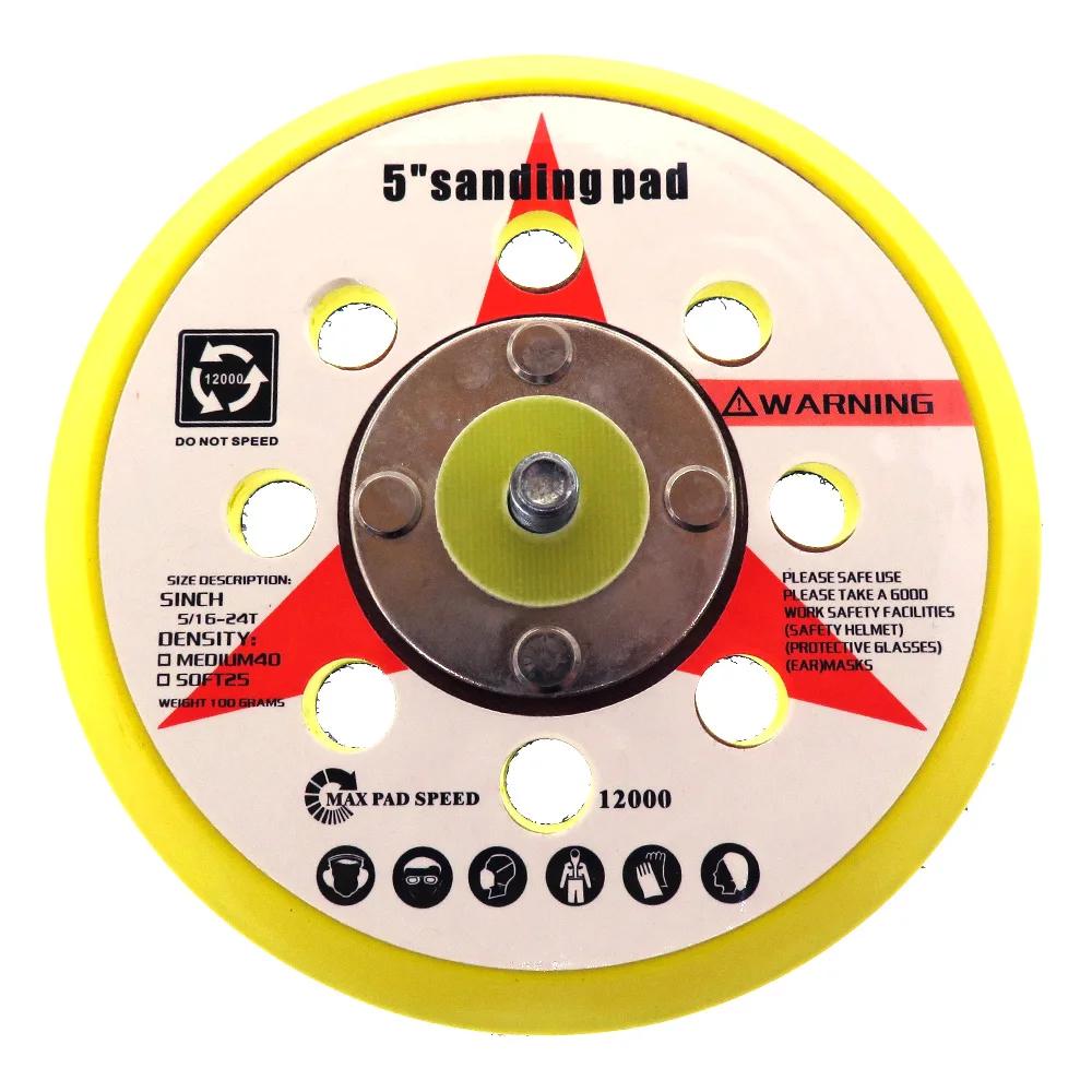 5 Inch 8 Holes Sanding Pad 125mm Backing Plate Hook and Loop For Random Orbit Sander Abrasive Tools