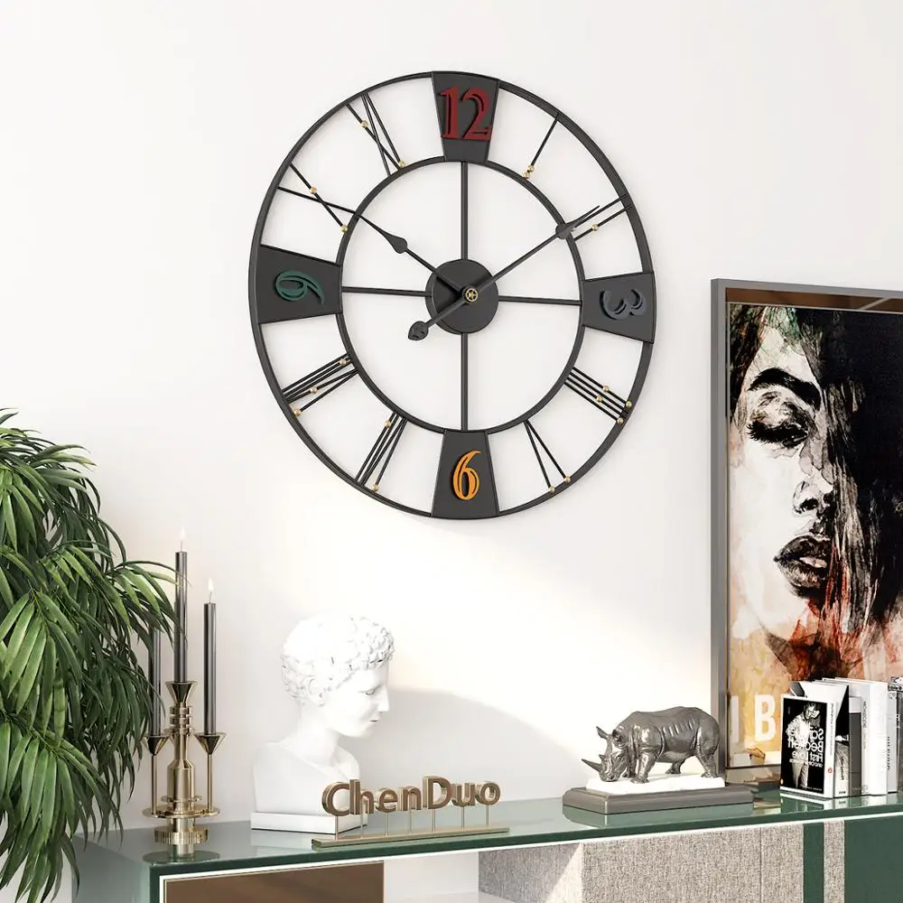 

Modern Minimalist Wall Clock, Mute Clock, Creative Living Room, Iron Art, 60cm