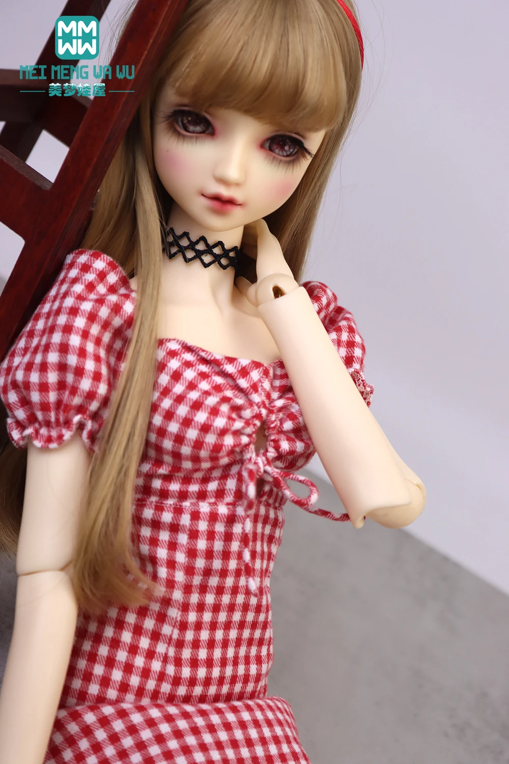 58-60cm 1/3 BJD SD DD Toys ball joint doll clothes Fashion Red plaid A-line skirt