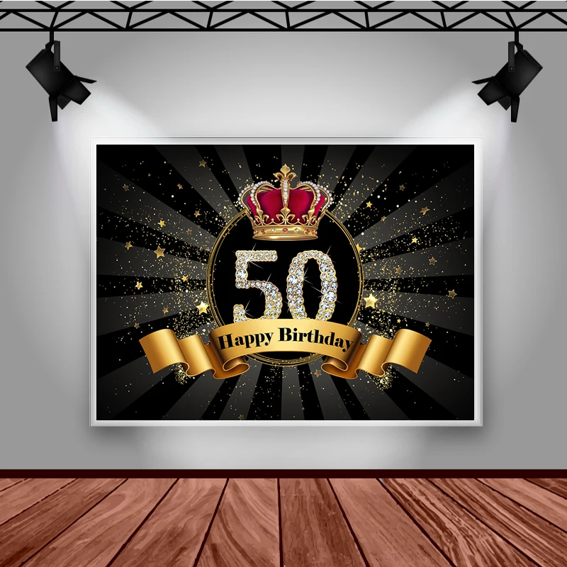 Mocsicka 50歳の誕生日の写真の背景、大人の肖像画の写真の壁紙、パーティーの装飾、スタジオの小道具