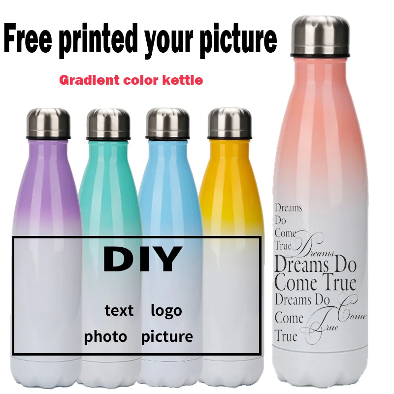 

Stainless Steel Gradient Color Mug Kettle Thermos DIY Custom Free Print Text Photo Logo Image Personalized Creative Gift Cup