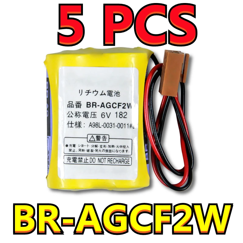 5PCS Original NEW Battery BR-AGCF2W Lithium 6V PLC Batteries With FANAC Brown Belt Hook Plug