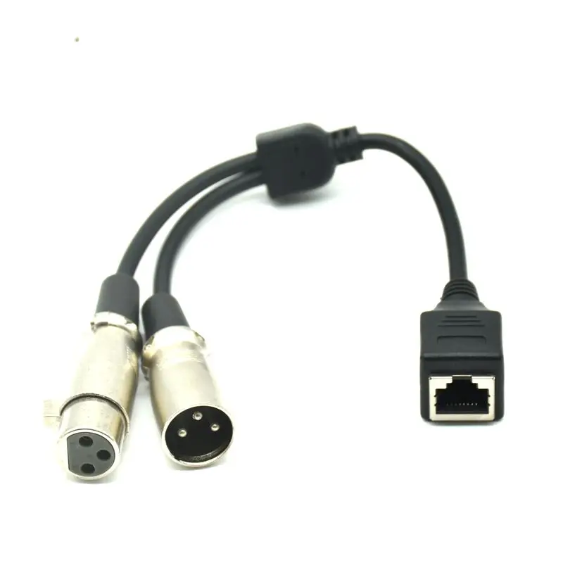 RJ45 RJ9 Ethernet Female to 3 Pin XLR Female and Male Adapter Converter Cable 25cm