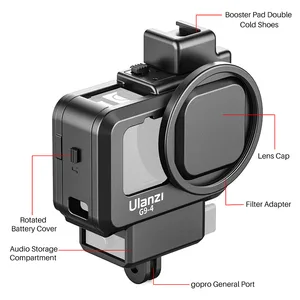 Lồng máy ảnh nhựa Ulanzi cho GoPro Hero 13 11 10 9 Micro hộp đen và làm đầy phụ kiện giày lạnh 10 trường hợp bán hàng chính micrô nhựa - 5
