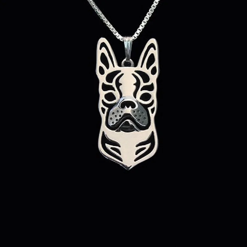 Boho Chic Alloy Boston Terrier Necklace Fashion Cartoon Dog Pendant Silver Color Plated Gift