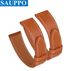 SAUPPO Suitable for Hermes HH1.201.130 028104 020997 036793 17mm 20mm Calf Skin Leather Smooth Grain Watch Band Strap