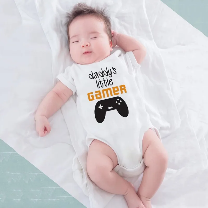 Daddy's Little Gamer Newborn Baby Bodysuit Casual Black Jumpsuits Baby Body Boys Girls Clothing Outfits 0-24M Drop Ship