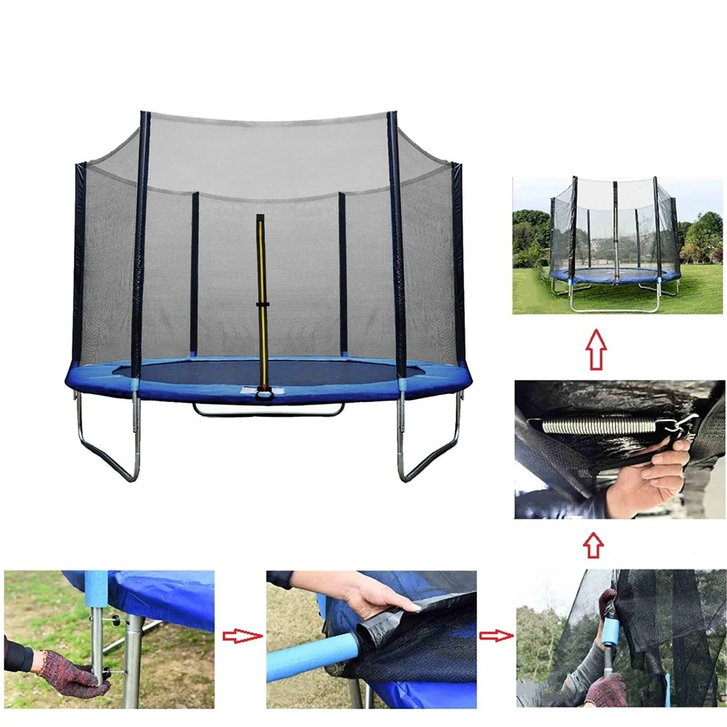 

Kids Trampolines Safety Mesh Net Placement Netting 6ft/8ft/10ft-6pole 12/13/14ft Outdoor Exercise Home Toy Jumping Bed