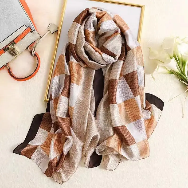 180*90 cm Classico Summer Beach Stampe Sciarpe di seta Scialle femminile Donna Foulard Copricostumi Wrap Bandanna Silenziatore Chiffon Hijab signora