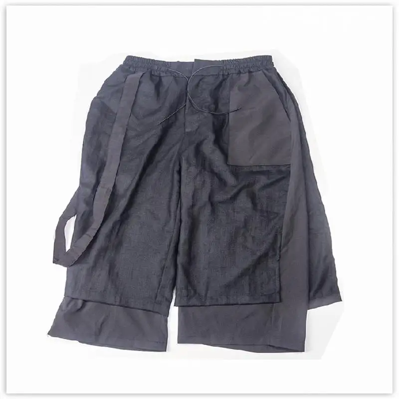 Large Size Loose Fashion Trend Men's Trousers Men's Stage Style Elegant Dark Men's Culottes Wide-Leg Trousers