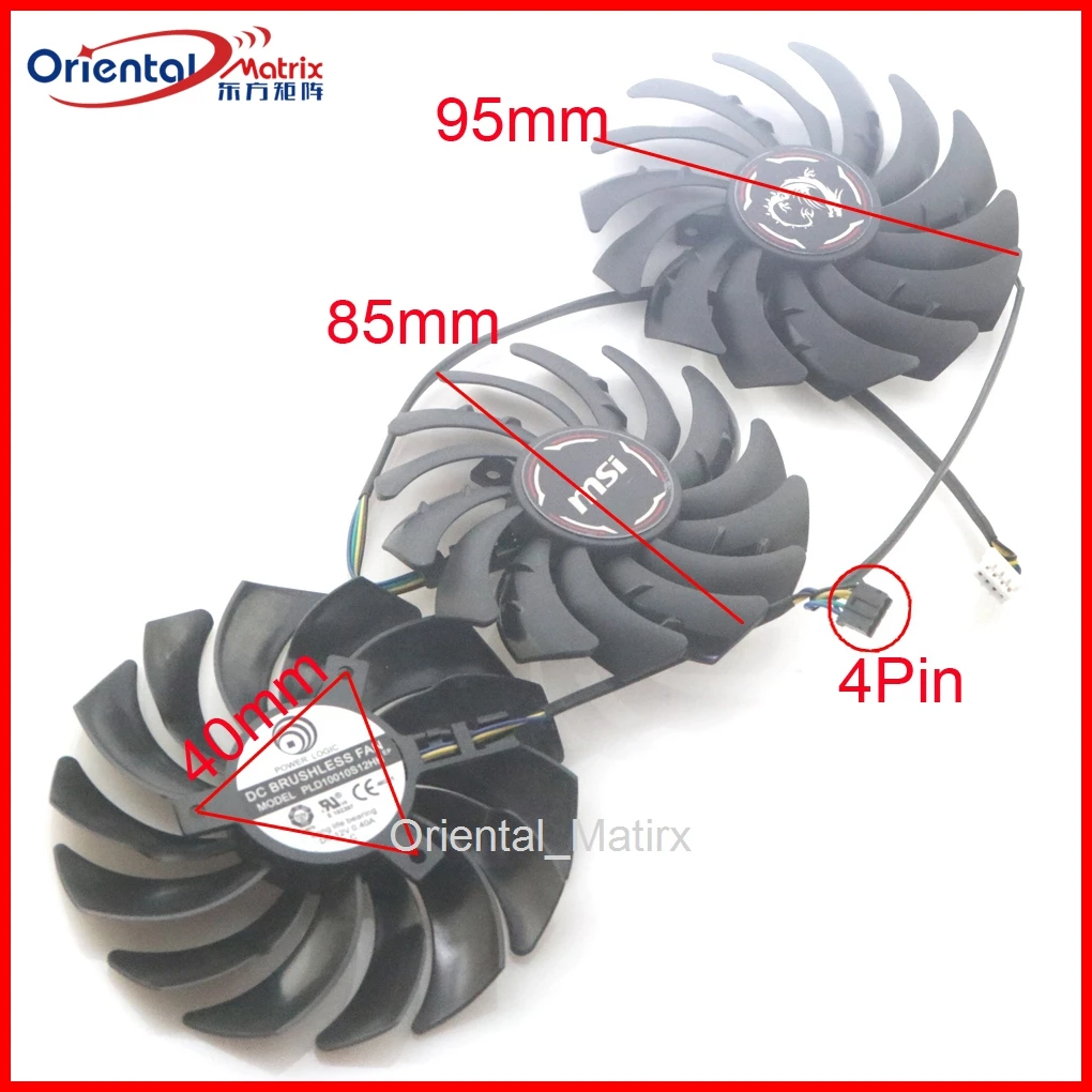 3pcs/lot PLD09210S12HH PLD10010S12HH DC12V 0.40A 4Pin For MSI RTX2070S RTX2080 2080S 2080Ti GAMING XZ Graphics Card Cooling Fan