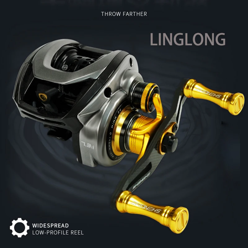 SHENG HE LING LONG 5Kg Max Drag Carbon Fream Handle Side Plate Shallow Spool Deep Spool ftb bfs Brake Baitcasting Lure Reel