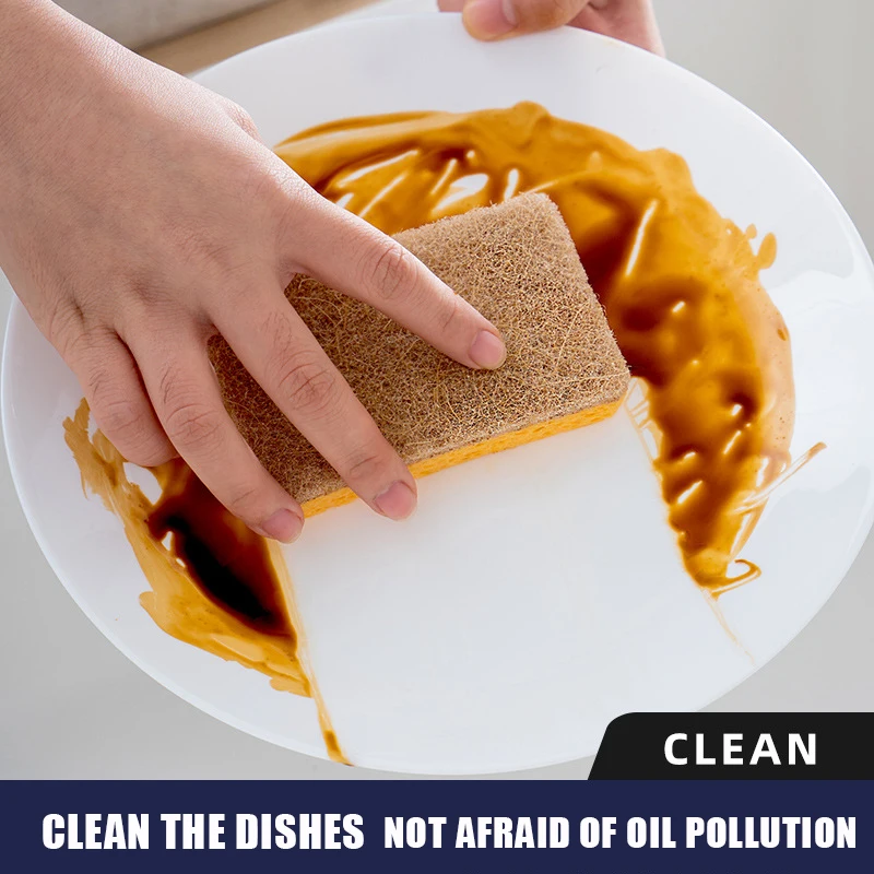 Washing Sponges For Dishes Rag For Kitchen Composite Wood Pulp Cotton Nature Sword Oil-Free Cleaning Utensils
