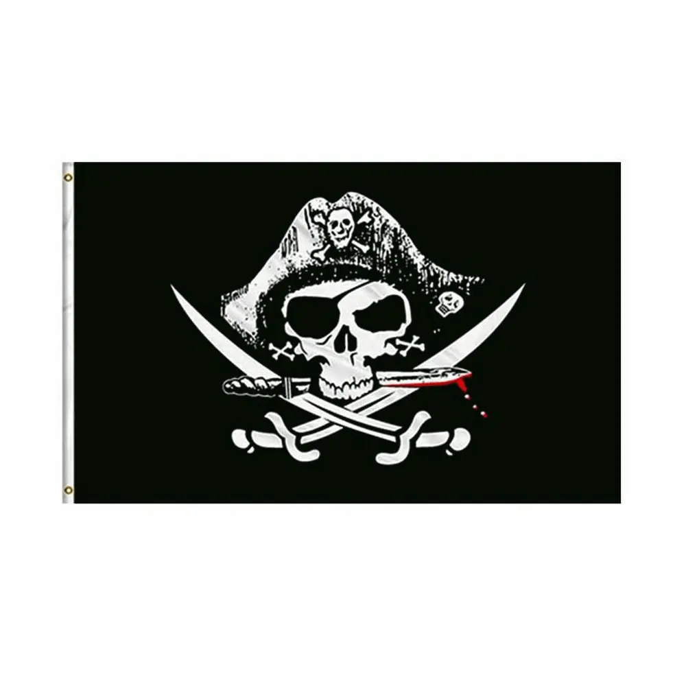 jolly roger flag 3x5FT Skull and Cross Crossbones Sabres Swords Jolly Roger Pirate Flags for home decoration