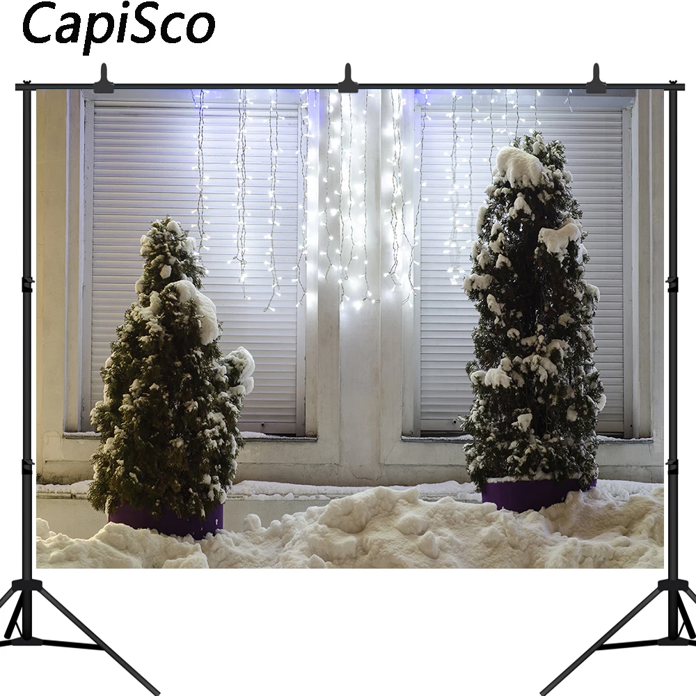 Capiscoการถ่ายภาพฉากหลังกลางแจ้งคริสต์มาสต้นไม้หิมะฤดูหนาวพื้นหลังPhotocallถ่ายภาพPropที่กำหนดเองPhotobooth